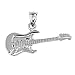 10k Solid White Gold Music Charm Electric Guitar Pendant