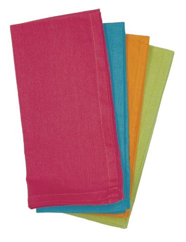 Best Cyber Monday 🔥 Aunt Martha's Bright Collection Dinner Napkins, Set of 4, Fuchsia, Orange, Lime And Turquoise