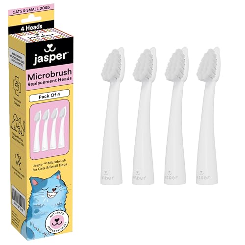 Image of Jasper Microbrush Cat Toothbrush, Soft-Bristled Toothbrush Kit for Felines & Small Dogs, Non-Slip Handle with 2 Replaceable Brush Heads, Use with Cat Toothpaste (Microbrush, Brush Heads Only)
