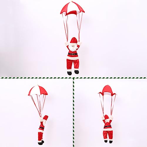 Enfeite de natal pendurado, pingente de pára-quedas de papai noel de natal, pára-quedas de boneco de