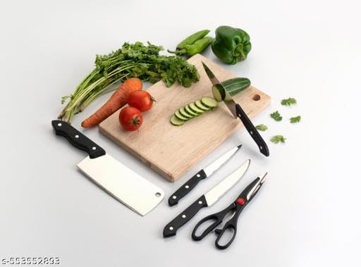 Image of ss Knife Set with Chopping Board(Wooden CHOPING Bord + Knife) /303 KP2816