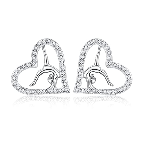 Image of Gymnastics Gifts for Women Gymnast Stud Earrings 925 Sterling Silver Team USA Gymnastics Fashion Jewelry Sport Birthday Christmas Gifts