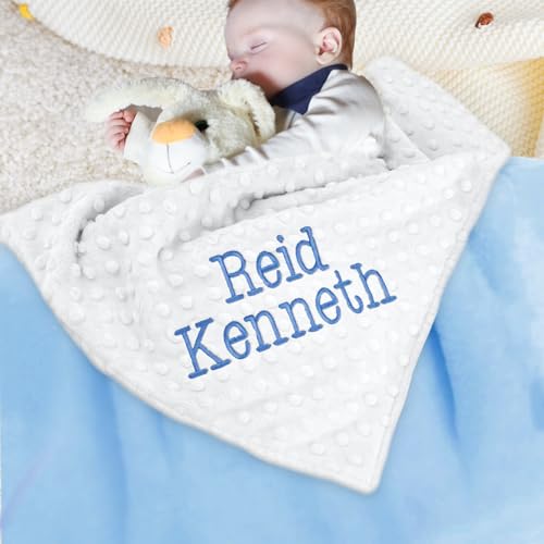 Image of Ubjva Personalized Baby Blanket with Custom Name Embroidered Knitted Blanket Gifts for Newborn Toddler Girl Boy