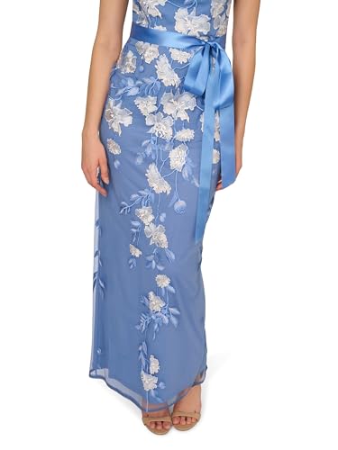 Image of Adrianna Papell Cascading Floral Embroidered Long Column Gown