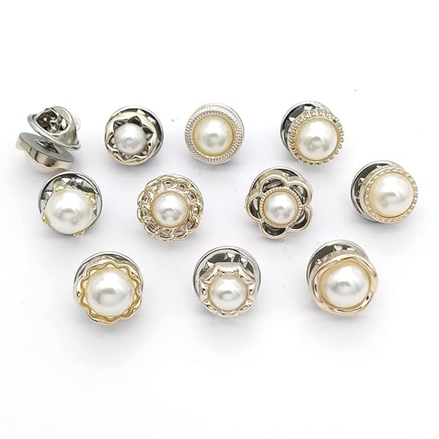 QIQVERT 10 PCS Brocher for Women Safety Pin Buttons for Women Decorative Brooch for Women Jeans Button Pins Shirt Brooch Buttons Pin Brooches for Women Button for Clothing Dress Hats Bags Etc.