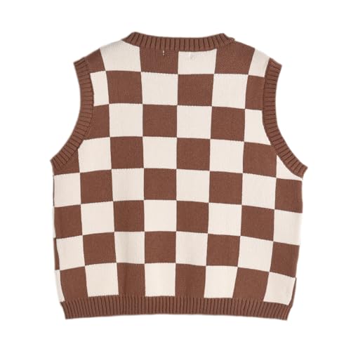 Image of Women's Sweater Vest,Y2K Sleeveless Pattern Preppy Style Knitted Crop Tank Top for Girl