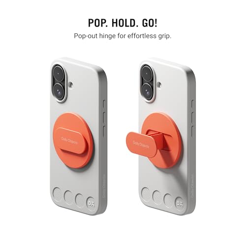 Image of DailyObjects Case Holder Phone Grip Compatible with iPhone & MagSafe Phones /Cases - Anti-Drop Grip, One-Handed Use, Phone Stand - Orange