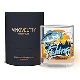 Vinoveltty Fishing Whiskey Glass, Bass Fishing Gifts for Men Dad Women, Fathers Day Christmas Birthday Gifts for Fisherman Dad Husband Grandpa, 10oz with Gift Box