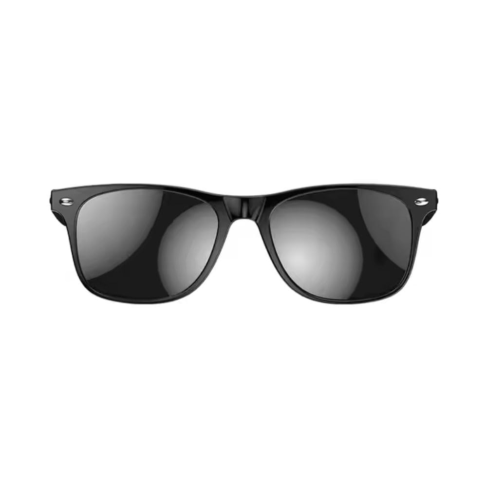 Lunettes Connectées IA, Bluetooth, Unisexe, Appels, Musique, Traduction Vocale 134 Langues, IP65 Étanche, 25g, Verres Noir