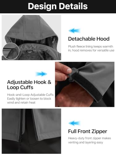 Image of FREE SOLDIER Men's Waterproof Softshell Jacket Fleece Lined Outdoor Jacket Tactical Military Hoodie Windbreaker