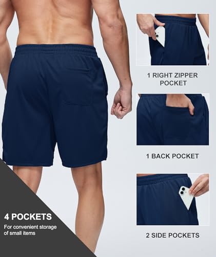 ZITY 7” Inseam Mens Athletic Running Shorts Mesh Quick Dry Gym Shorts Navy - image 7