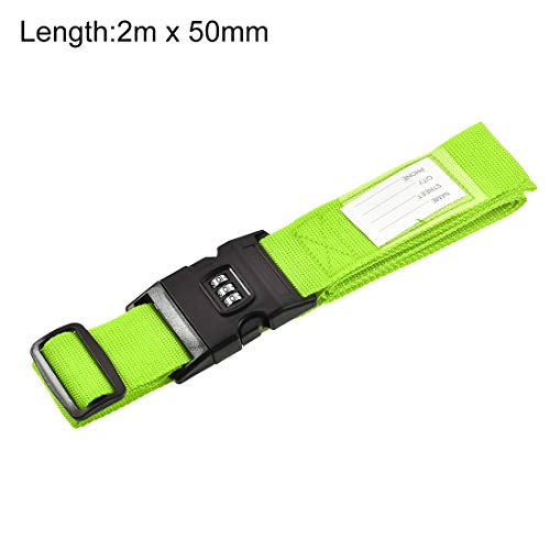 Uxcell Luggage Straps Suitcase Belts With Buckle, Combination Lock, 2Mx5Cm Adjustable Pp Travel Packing Accessories, Light Green 2Pcs #TOP3