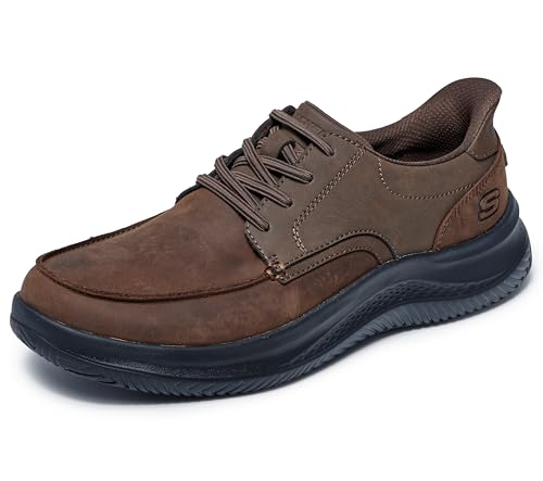 Image of Skechers Men's USA Hasting - Rowell Moc Toe Bungee Lace Slip-Ins, Brown, 9