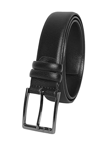 ZEVORA Dual color finest grain heavy buckle Men Belt leather formal(Black color)-2a