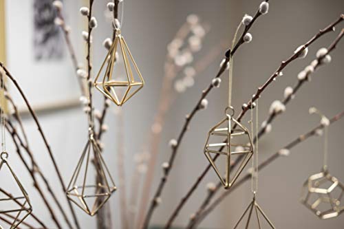 Set Of 8 Gold Boho Geometric Decoration Christmas Ornaments, Gold Decor For Christmas, Wedding, Bachelorette Party, Hanging Boho Brass Wire Diamond Shape Decorative Set, Air Plant Holder, 3 Inch #TOP2