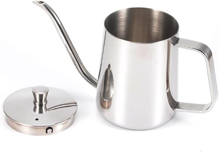 Coffee Press 350ml/600ml Coffee Tea Pot 304 Stainless Steel Long Narrow Neck Spout Kettle Hand Drip Kettle Pour Over Coffee Pot with Lid Pots(350ml Silver)