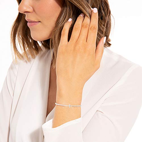 Katie Loxton A Little Faith Horizontal Cross Silver Women's Stretch Adjustable Cross Charm Bangle Bracelet #TOP2