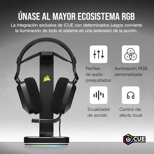 Miniatura 6 de Corsair Hs80 Rgb Usb Auriculares Premium Para Juegos Con Sonido Envolvente 7.1 Micrófono Omnidireccional, Tecnología Soundid De Sonarworks, Control De Volumen En Auricular De Fácil Acceso Negro