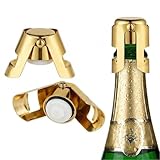 2PCS Champagne Sealer Stopper, 2Pack Stainless Steel Sparkling Wine Bottle Plug Sealer Set with a Short Sealing Plug,Gifts Accessories for Champagne(Light gold)
