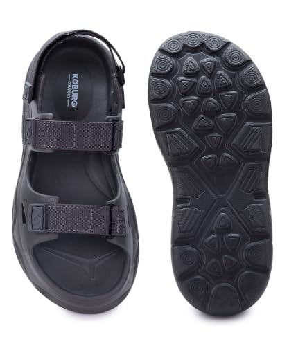 Image of KOBURG Alaska Sports Sandals for Men | Thick Sole Lightweight Casual Floaters | Non-Slip Outdoor Walking Sandals with Double Straps Extra Soft Slide | EVA Sole KS-284