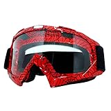 CoPvner Dirt Bike Goggles ATV Motorcycle Motocross Riding OTG Offroad Ski Mx Helmet Racing Four Wheeler Goggles for Adults Men Women Youth Kids(Spider red frame+clear lens)