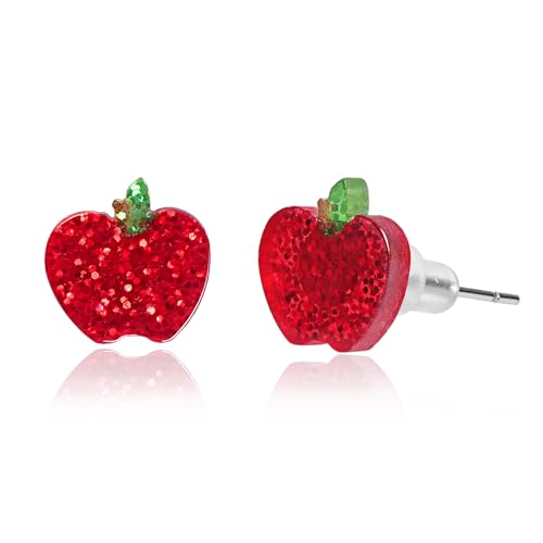 Teacher Earrings for Women Cute Acrylic Glitter Apple Pencil Earrings Back to School Jewelry for Teachers Appreciation Gifts