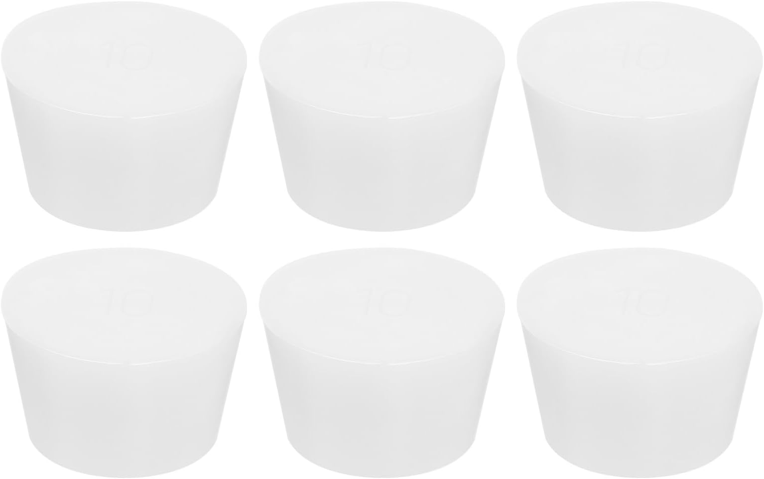 MECCANIXITY Silicone Rubber Tapered Plug 42mm to 53mm Solid Test Tubes Bungs Stopper White Translucent for Lab 6 Pieces