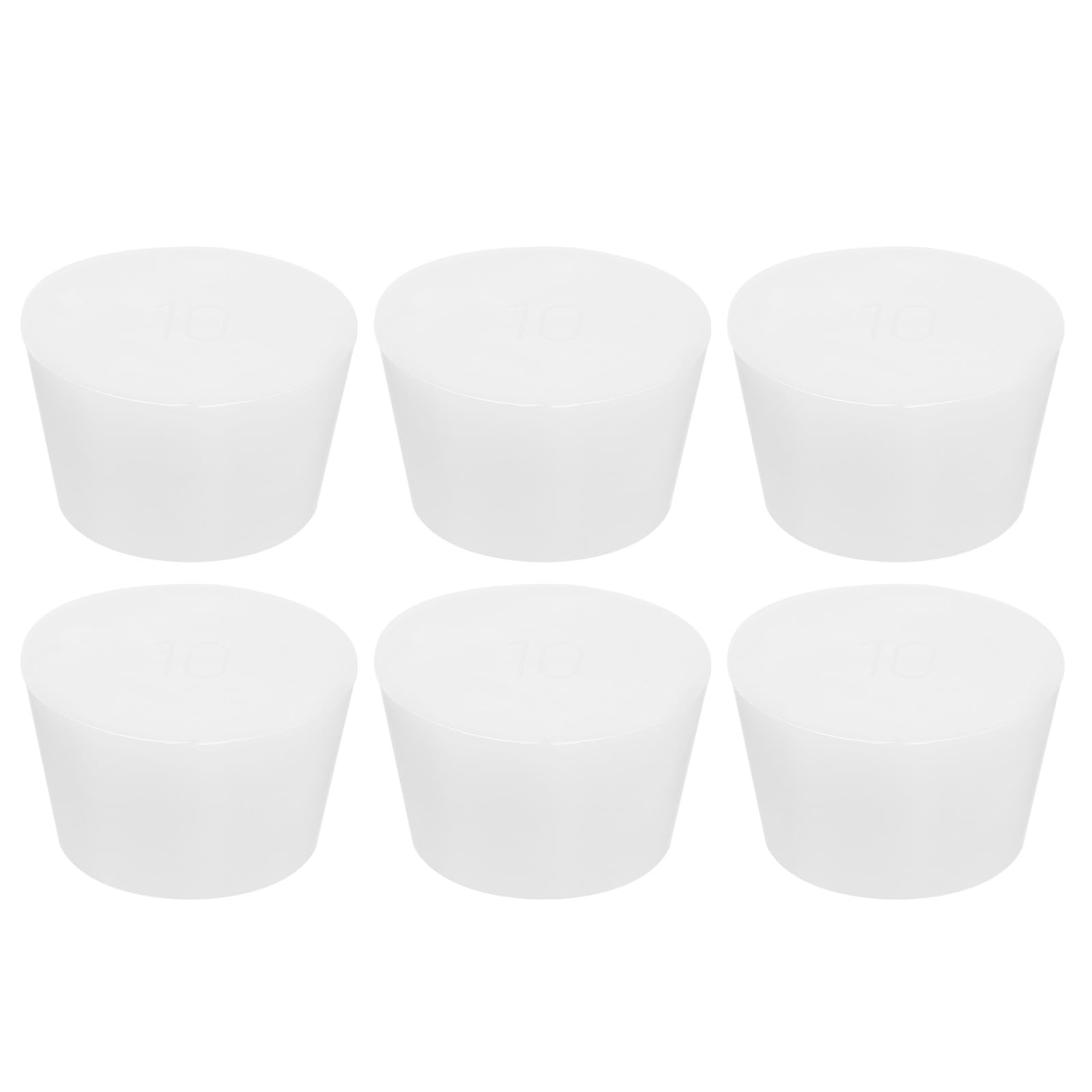 MECCANIXITY Silicone Rubber Tapered Plug 42mm to 53mm Solid Test Tubes Bungs Stopper White Translucent for Lab 6 Pieces