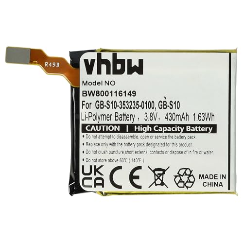 vhbw Batería Compatible con Sony smartwatch 3 SWR50 smartwatch, Reloj de Actividad (430 mAh, 3,7 V, Li Poli)