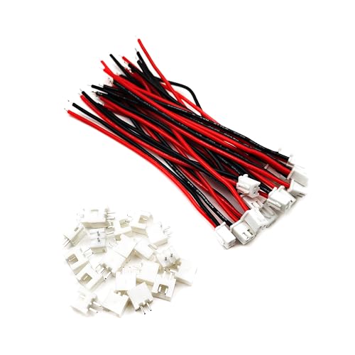 20 Sets Mini Micro JST-XH 2.54mm Pitch 2 Pin Male Connector with 10cm Silicone Wire Cables and Female Socket