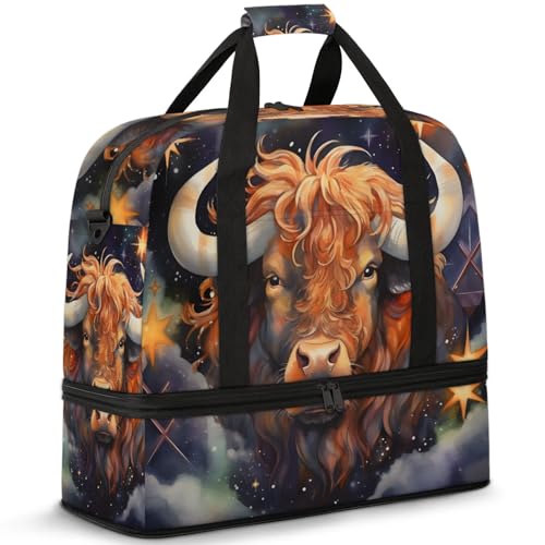Large Weekender Overnight Bags Abstract Cow Galaxy Travel Duffel Bag for Women Men Gym Bags With Shoe Compartment Foldie Travel Tote Bag Carry On Personal Item Bag for Travel Gym Sports