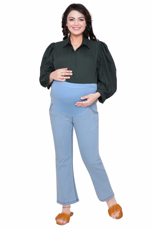 Mama & BebeMama and Bebe Womens Straight Leg Maternity Denim Pant, with Stretchable Fabric Best for Pregnant Ladies