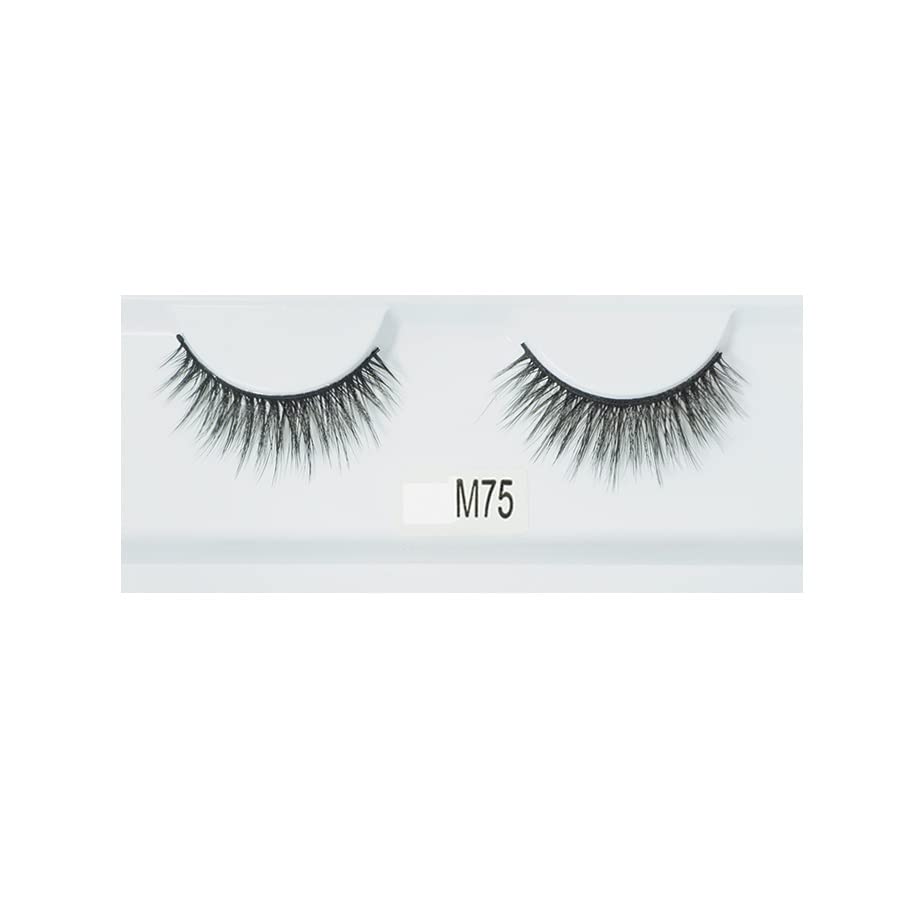 BRONSON PROFESSIONAL | False Eyelash, Eye Makeup Lash 3D Faux Mink Fake Eyelash Long Natural Eyelashes no. M75 (1 pair)