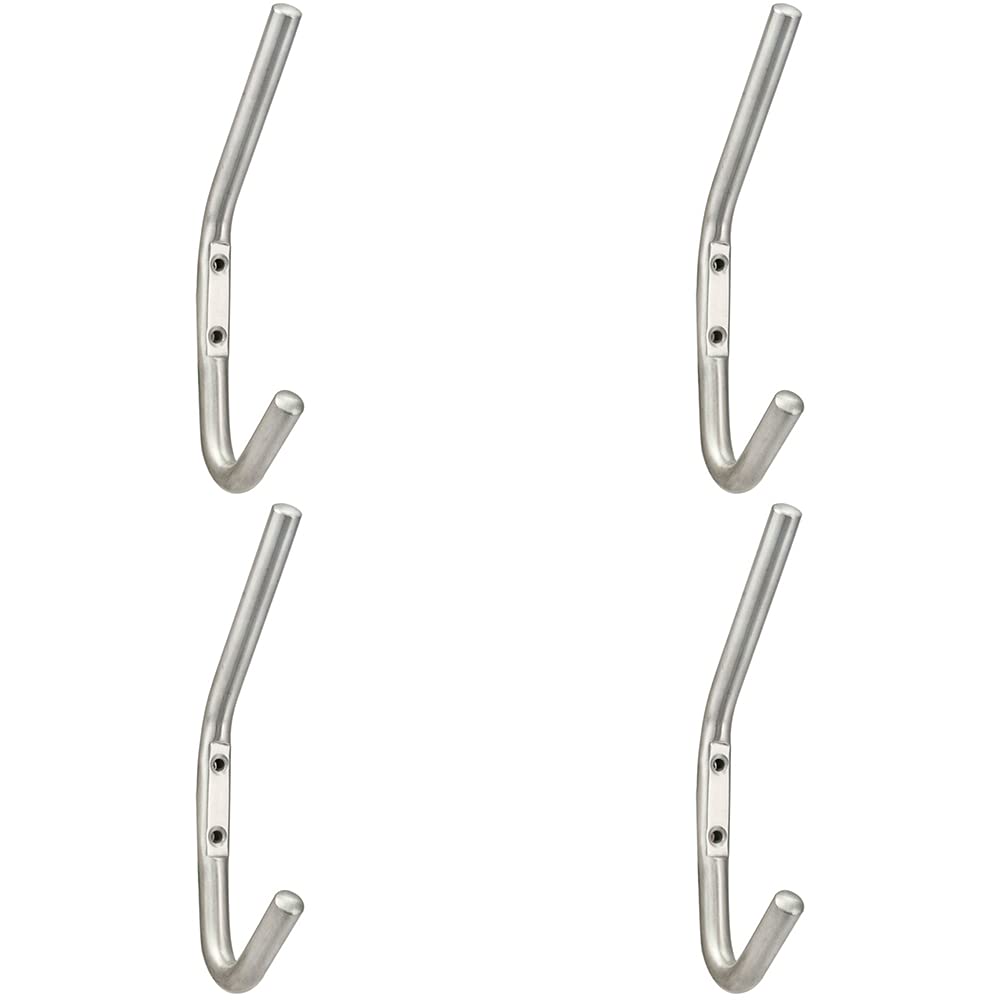 4X Slimline One Piece Hat & Coat Hook 59mm Projection Satin Stainless Steel from B&Q