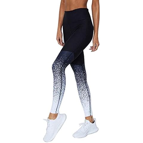 Women's Workout Leggings High Waist Print Sports Exercise Yoga Pants Gym Tights Push Up Fitness Running Athletic Pants Tummy Control Trousers Sportswear Ladies Casual Pencil Pants Blue Cover