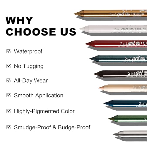 Image of Deep Coffee Brown Gel Eyeliner Pencil, Waterproof Smudge-proof Long Lasting Plum Eye Liner, High-Pigmented Smooth Creamy Formula for Mature Women, Eyes Makeup Pen with Sharpener