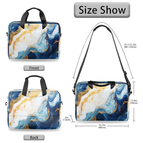 Maletín portátil textura mármol azul marino 15.6" miniatura 5