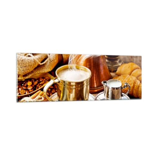 ARTTOR Moderne Impression sur Verre Café La Gastronomie Image Tableau en Verre Decoration Murale 90x30cm Deco Cadre Salon Chambre Panoramique Petit Tableaux Decoratifs Muraux Art GAB90x30-5217