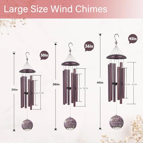 Image of Best Mom Gifts from Daughters, Anniversary Birthday for Mother, Custom Mom Wind Chime 32 inch for Mother, Outdoor Windchime Decoration