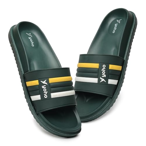 Image of YOHO Men Sliders UrbanloomX | Waterproof Monsoon Footwear | Textured Upper & Cushion Comfort | Home Wear Chappal for Gents & Boys