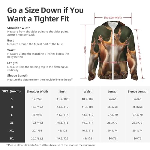 UPF 50+ Sun Protection Hoodie Rash Guard Long Sleeve Sun Shirt Squirrel Funny Animal UV Shirt Full Zip Jacket2