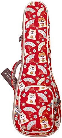 Cute Cartoon 'Shiba Inu and Sakura' Dog Ukulele Case, Fit for 2627 inch Tenor Ukulele, Red