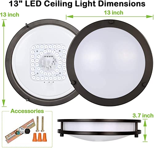 13 Inch Flush Mount Led Ceiling Light Fixture, 2700K/3000K/3500K/4000K/5000K Adjustable Ceiling Lights, Oil Rubbed Bronze Saturn Dimmable Lighting For Hallway Bathroom Kitchen Or Stairwell, Etl Listed #TOP4