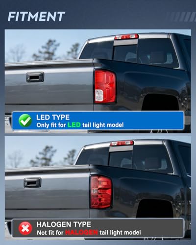 Image of Nilight Taillight Assembly Compatible with 2016 2017 2018 Chevy Silverado 1500 LED Models Tail Light OE Style Rear Outer Lamp Replacement Passenger Side