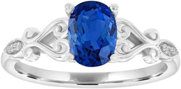 1.5CT Genuine Gemstone Ring for Women 925 Sterling Silver 6mm * 8mm Oval Cut Birthstone Ring for Christmas