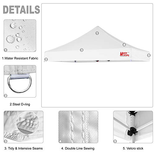 Image of MASTERCANOPY 10x10 Replacement Pop Up Canopy Top for Kingkong Frame White