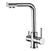 Arputhy 3 Vías Grifo Cocina Osmosis Grifería Cocina Filtro Agua Grifos de Fregadero 360° Giratorio Monomando Cocina Latón Níquel Cepillado