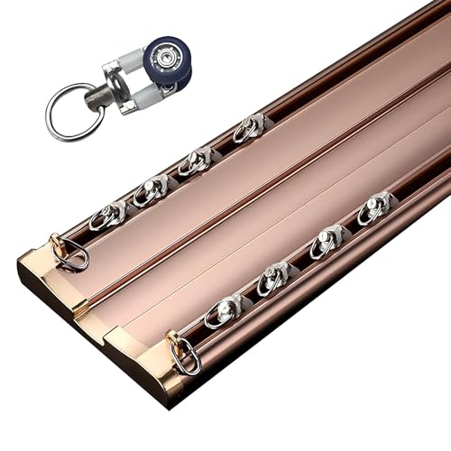 GJMSSMY Sistema de rieles para Cortinas ultrafinos de 2 Capas para Montaje en Pared/Techo con Rodillos silenciosos para Sala de Estar y Dormitorio, Roseta de 1,6 m (2 x 80 cm)