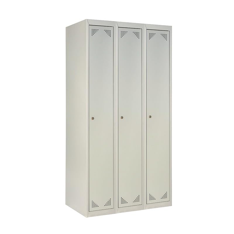 MAESTRO FERRETERO MF - Taquilla Metálica de Vestuario Desmontada 3 Puertas 3 Módulos Gris (750 x 1800 x 460 cm) Uso Profesional en Chapa de Acero