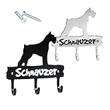 Schnauzer Metal Wall Mounted Key Hanger Bag Holder Hook Home Bathroom Kitchen Barn Décor (Silver)